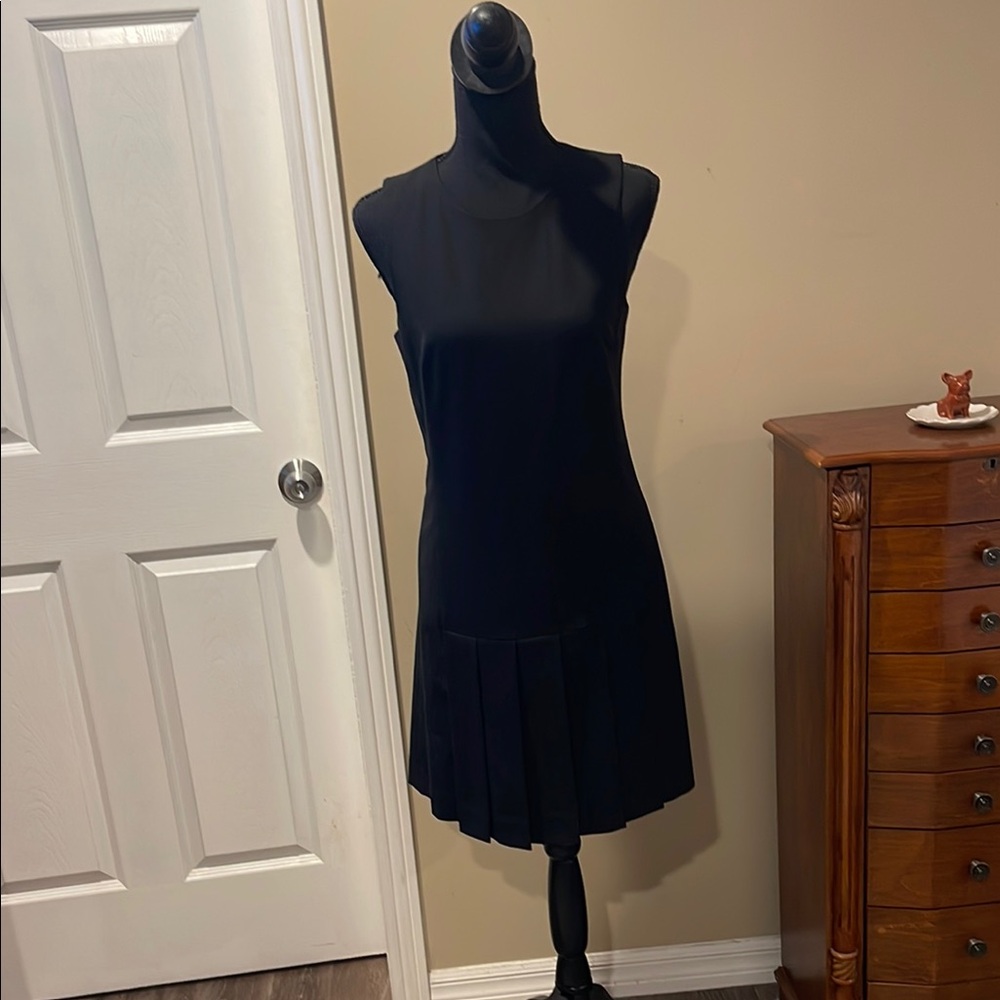 Theory Black Sleeveless Mock Neck Sheath Dress